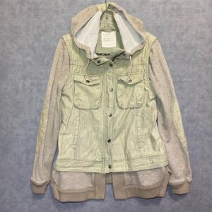 Free People green and khaki hooded zip/button jacket
